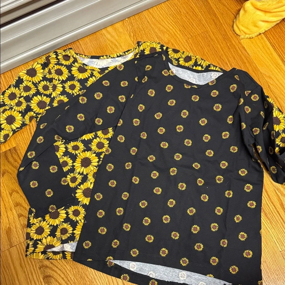 The Children's Place Yellow and Black Sunflower Long Sleeve Tees